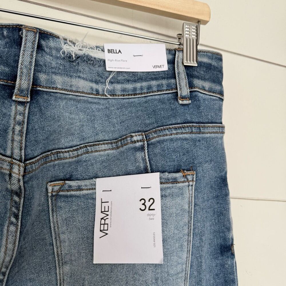 Vervet Women’s 32 Super Flare Patchwork Jeans New - Picture 5 of 7